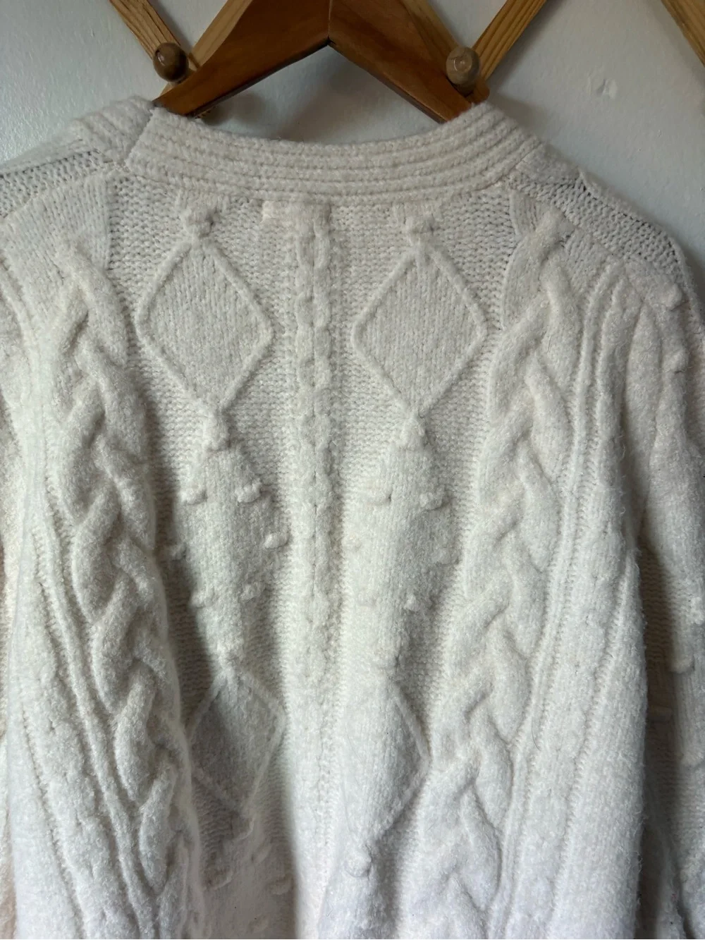 Cream Cable Knit Button-Up Cardigan - Picture 7 of 8